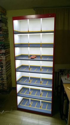 a large display case filled with lots of shelves