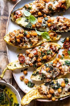 baked stuffed squash with chickpeas and spinach