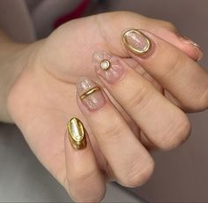 Nails Gold Design, Nails Con Relieve, Nails Moon, Bella Nails, Acrylic Nails Nude, Gel Toe Nails, Magic Nails, Gel Nails Diy, Casual Nails