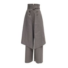 Wide Leg Trousers With Skirt Overlay Grey | Julia Allert | Wolf & Badger Victorian Trousers, Corset Trousers, Recycle Fashion, Trouser Skirt, Lab Ideas, Skirt Trousers, Pant Skirt, Woman Suit, Trousers Women Wide Leg