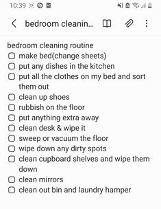 the bathroom cleaning checklist is shown in this screenshote screener, which shows how to clean and dry