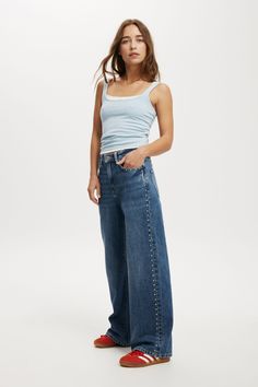 RELAXED WIDE LEG JEAN Size 22 Women, Casual Denim Skirt, Casual Denim Shirt, Size 20 Women, Size 16 Women, Size 12 Women, Long Sleeve And Shorts, Clothing Jeans, Short Playsuit