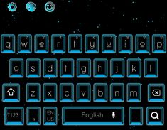 the keyboard is glowing blue in the dark