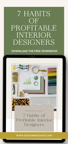 a tablet with the title 7 habitts of printable interior designers