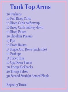 the tank top arms workout plan with instructions for beginners to do it in minutes