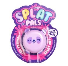 a pink and purple toy with the words splat pals on it