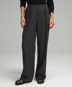 Looking Sharp. These High-Rise Trousers Have Front Pleats And Tailored Details For A Classic Look That Means Business. Designed For Casual. 32.5" Inseam, Intended To Skim The Floor For Heights Of 55"-58":relaxed Fit Is Roomy Through Glutes And Thighs. Hand Pockets With Hidden Card Sleeve. Back Welt Pockets Are Stitched Closed-Snip The Stitches To Make The Pockets Functional. Fly Front. | Pleat-Front High-Rise Trouser Regular Stylish Hats, Hoodie Top, Business Casual Outfits, Trousers Women, Bottoms Pants, Tank Shirt, Long Sweatshirt, Short Outfits, Short Tops