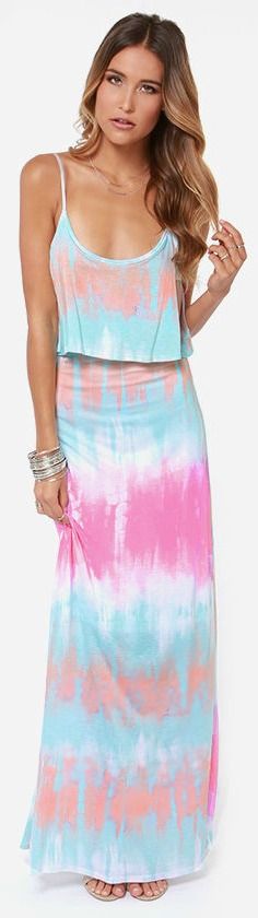 Tie-Dye Maxi #festival #style Blue Maxi Dress, Tie Dye Maxi Dresses, Tie Dye Maxi, Dye Dress, Blue Maxi, Tie Dye Dress, Dyed Dress, White Mark, Maxi Dress Blue