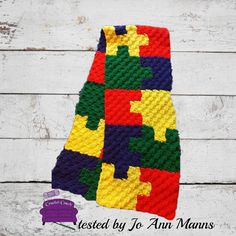 a crocheted map of the state of mississippi is shown in multi - colored blocks