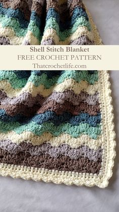 How to make a shell stitch blanket, easy crochet pattern, handmade blankets Shell Crochet Blanket Pattern Free, Ripple Stitch Crochet Blanket, Crochet Afghans Free Patterns, Free Crochet Blanket Patterns Easy, Shell Crochet Pattern, Shell Stitch Baby Blanket, Shell Stitch Blanket, Crochet Shell Blanket, Crochet Nook