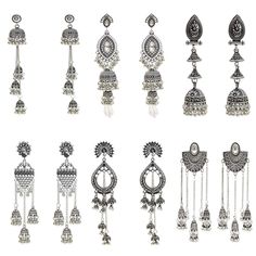 PRICES MAY VARY. 【Value Package】An order contains 6 pairs of Indian jhumka earrings of different styles, each pair of earrings can bring you a different combination. 【Material】Each pair of dangle earrings is made of high-quality alloy, polished and carved.The tassel earrings are treated with retro technology to better reflect the charm of jhumki earrings. 【Size and Weight】Most earrings are about 4.5 inches long and weigh 1.2 ounces.Maybe some people feel that the earrings are longer or heavier. Cheap Temple Jewelry Jhumkas For Diwali, Cheap Temple Jewelry Earrings For Festive Season, Luxury Bollywood Jhumkas With Pearl Drop, Bahubali Jhumka Earrings, Jumkha Earrings Gold, Pakistan Earrings, Chaandbaali Earrings, Partywear Earrings, Gold Thread Earrings