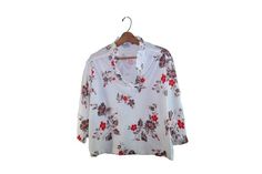 Vintage Floral Print Blouse With Ruffled Collar Floral Print Shirt Floral Print Top Hippy Shirt Hippie Shirt Brown Floral Print, Hippie Shirt, Military Outfit, Formal Dresses For Weddings, Floral Print Shirt, Ruffled Collar, Vintage Floral Print, Floral Print Blouses, Floral Print Tops