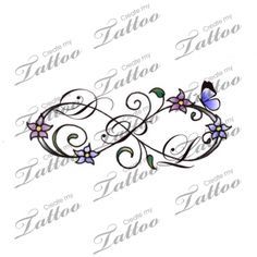 a tattoo design with flowers and butterflies on it