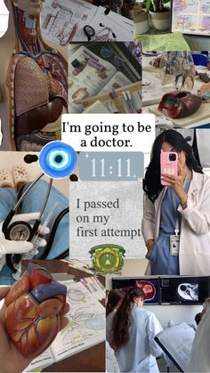 a collage of pictures with doctors and medical equipment on them, including an eyeball