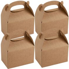 three brown boxes with handles on each side and one has a handle for the top