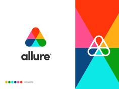 the logo for allure is shown in different colors