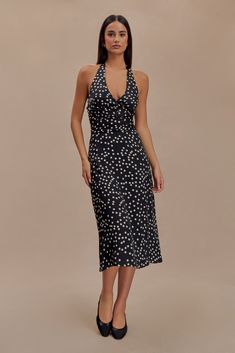 The Meshki girl knows exactly what she wants and how to get it. Everyone can daydream, but the Meshki girl will be hustling to manifest hers. Scoop Neck Midi Dress, Halter Midi Dress, Sleeveless Mini Dress, Inspired Dress, Black Polka Dot, Polka Dot Print, White Mini Dress, Black Midi Dress, Bodycon Mini Dress