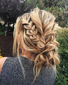 this braided updo is messy, but also elegant. artfully messy maybe? boho chic? what do you think? Braid Hairstyle, Girl Braids, Baked Ham, Long Blonde, Wedding Idea, Long Blonde Hair, Everyday Hairstyles, Hair Art