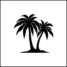 a black and white silhouette of two palm trees