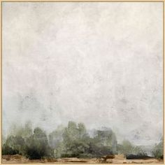 an abstract painting with trees in the background