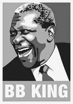 a black and white photo of a smiling man with the words bb king on it