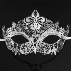 Luxury Silver Elegant Metal Laser Cut Venetian Halloween Ball Masquerade Mask  #MasqueradeMask Fantasy Halloween Masks For Gift, Vintage Costume Accessories For Carnival, Fantasy Halloween Masks As Gifts, Fantasy Style Halloween Masks As Gifts, Vintage Masquerade Costume Accessories For Halloween, Vintage Masks For Halloween Costume Party, Vintage Halloween Costume Party Masks, Handmade Halloween Masks As Gifts, Handmade Halloween Masquerade Mask For Party