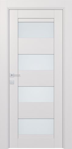 an open white door with glass panels on the front and side doors, all in different sizes