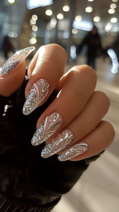 White Nails Smart Nails Designs, Sinaloa Nails, Silver Sparkly Nails, Prom Nail Designs, Smart Nails, Bling Nail Art, Gold Acrylic Nails, Purple Acrylic Nails