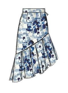 a blue and white skirt with flowers on it