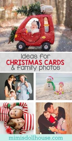 christmas cards and family photos with text overlay that reads ideas for christmas cards and family photos