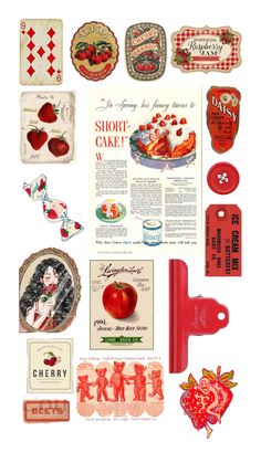 an assortment of vintage valentine's day tags and magnets