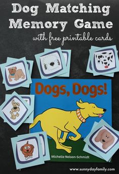 dog matching memory game with free printable cards