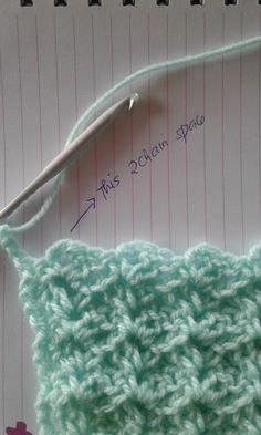 the crochet stitch is being worked on