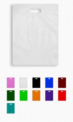 a white bag with different colors on it