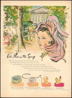 an old advertisement with a woman's hair in pink