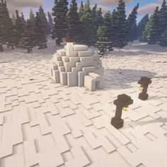 an animated image of several different objects in the snow