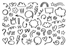 hand drawn doodles with different shapes and sizes