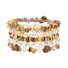 Brand New Natural Stones & Faceted Glass Beads 5pc Stretch To Fit Set Boho Style Bracelets Boho Style Bracelets, Layered Bracelets, Faceted Glass, Brown Gold, Multi Layering, Womens Jewelry Bracelets, Boho Style, Natural Stone, Natural Stones