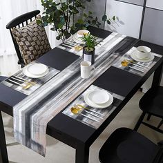 PRICES MAY VARY. 【Material】Cotton and Linen blend dining table runner and placemat set for 6; Not plastic; Durable; Non-slip 【Package】 1 Oil Painting Black White Gray Light Pink table runner, 70x13inch(178x33cm); 6 tablemats, 18x13inch(45x33cm), appropriate for the 4-6 people table. 【Easy to care】Exquisite edge; Machine wash COLD delicate to remove the wrinkles, hand wash best; Hang up to dry; iron it with LOW TEMPERATURE; Don't bleach, etc. 【Wide Application 】Modern Abstract grey table runners Banquet Table Decorations, Farmhouse Placemats, Number Table, Dark Wood Table, Modern Table Runners, Runner Pattern, Table Runner Size, Dining Mats, White Dining Table