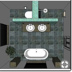 a bathroom with a sink, toilet and bathtub in it's center area