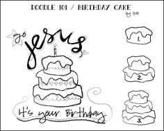 a drawing of a birthday cake with candles on it