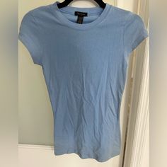 Never Worn Light Blue Tshirt. Perfect Condition And With Tags! Smoke Free And Pet Free Household. Light Blue Top Outfit Casual, Light Blue Shirt, Light Blue Top, Slim Fit Crop Top, Light Blue Shirts, Blue Tshirt, Blue Shorts, Cute Tops, Dream Clothes