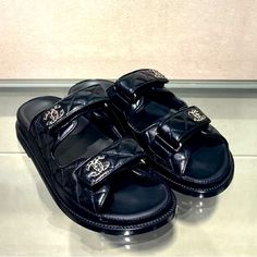 Channel 2024 Newest Edition Dad Sandals. Like The Older Dad Sandals Without The Annoying Ankle Strap. This Is Their New Line. Supper Hard To Find. Size 38 1/5 These Run Bigger Than Other Chanel Shoes. Know Ur Size Plz Before Buying. Supper Trendy And Comfortable. I Have A Pair Already And Love Them. Comes With Box And Dust Bag And Everything. Literally Brand New!!!! Chanel Sandals Heels, Chanel Platform Sandals, White Chanel Sandals, Chanel Rubber Sandals, Chanel Dad Sandals, Chanel Sandals Cheap, Silver Sandals Heels, Low Block Heel Pumps, Dad Sandals