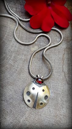 Ladybug Necklace, Insect Necklace, Ladybug Crafts, Almandine Garnet, Bumble Bees, Insect Jewelry, Amulet Necklace, Luck Charm, Beneficial Insects