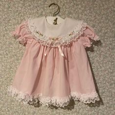 Frilly Little Girl's Dress, Tag Says 3-6 Months. Has Head Band Too. Vintage, Never Worn As The Head-Band Is Still Attached To The Outfit. Like New. Frilly Pink Dress, Vintage Baby Outfits, Vintage Girls Clothes, Vintage Baby Dresses, Celebrity Couple, Vintage Childrens Clothing, Sewing Baby Clothes, Vintage Baby Clothes, Frilly Dresses