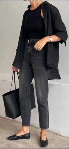 Recreate Outfits, Looks Jeans, Mode Tips, Looks Black, Casual Work Outfits, Mode Inspo, Black Linen, Looks Style