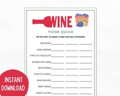 wine think quick printable game