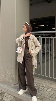 Casual Outfits With Hijab, Hijabi Fall Outfits, Hijab Outfits Casual, Aesthetic Hijabi Outfits, Islamic Outfits, Hijabi Ootd, Muslim Outfit