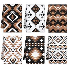 four different types of native style towels and napkins, each with an ethnic pattern