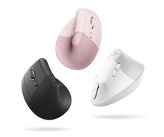 three different types of mouses are shown in this image, one is pink and the other is black